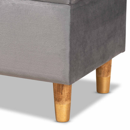 Baxton Studio - Elias Ottoman in Grey/Oak - JY20A250-Grey Velvet-Otto view 7