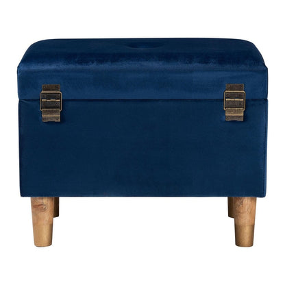 Baxton Studio - Elias Ottoman in Navy Blue/Oak Brown - JY20A250-Navy Velvet-Otto view 5