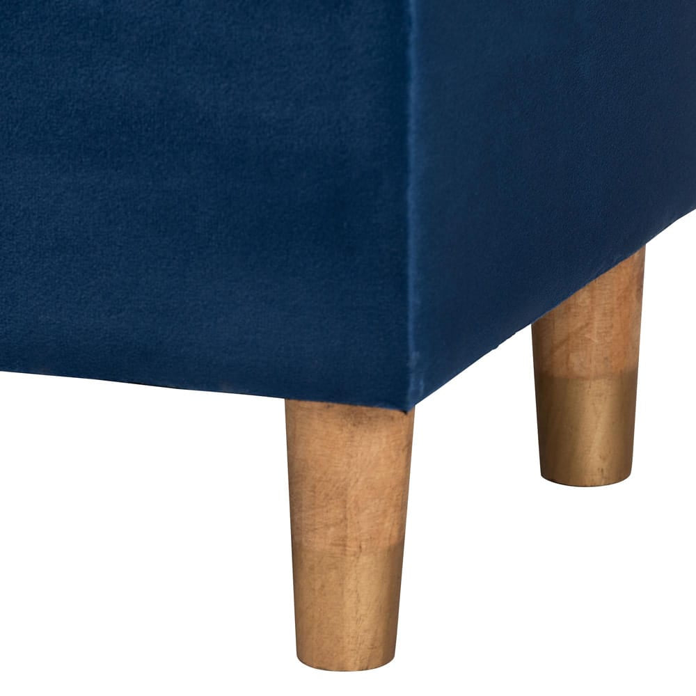 Baxton Studio - Elias Ottoman in Navy Blue/Oak Brown - JY20A250-Navy Velvet-Otto view 6