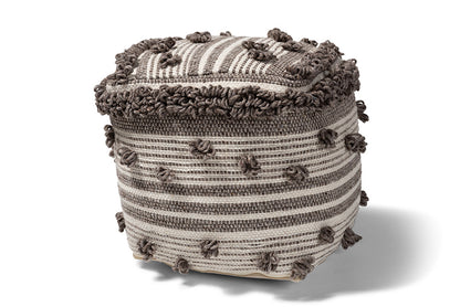 Baxton Studio - Eligah Ottoman - Eligah-Ivory-Pouf view 1
