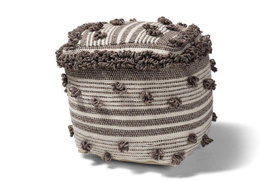 Baxton Studio - Eligah Ottoman - Eligah-Ivory-Pouf view 1