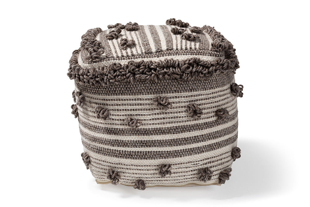 Baxton Studio - Eligah Ottoman - Eligah-Ivory-Pouf view 2