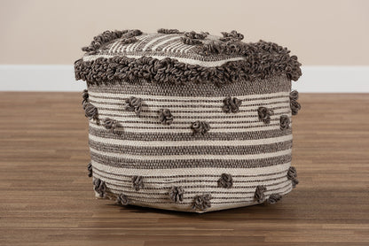 Baxton Studio - Eligah Ottoman - Eligah-Ivory-Pouf view 5