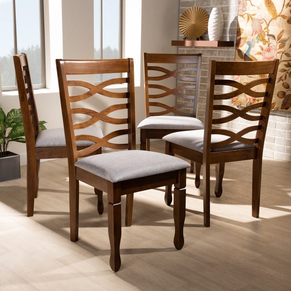 Baxton Studio - Elijah Set of 4 Dining Chairs in Grey/Walnut - RH318C-Grey/Walnut-DC-4PK view 5
