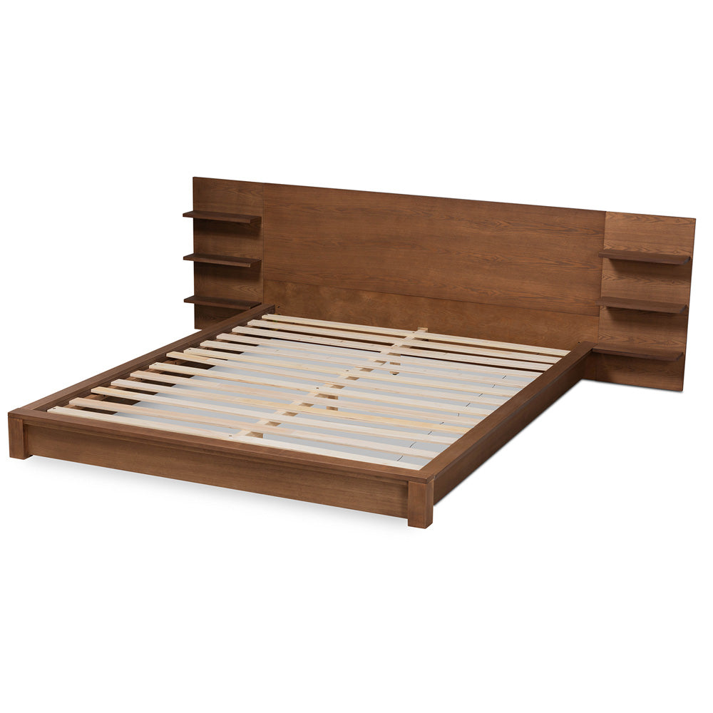 Baxton Studio - Elina King Size Bed in Walnut Brown  - MG-0051-Ash Walnut-King view 3