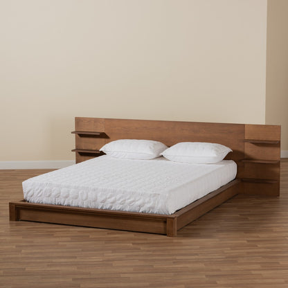 Baxton Studio - Elina King Size Bed in Walnut Brown  - MG-0051-Ash Walnut-King view 7