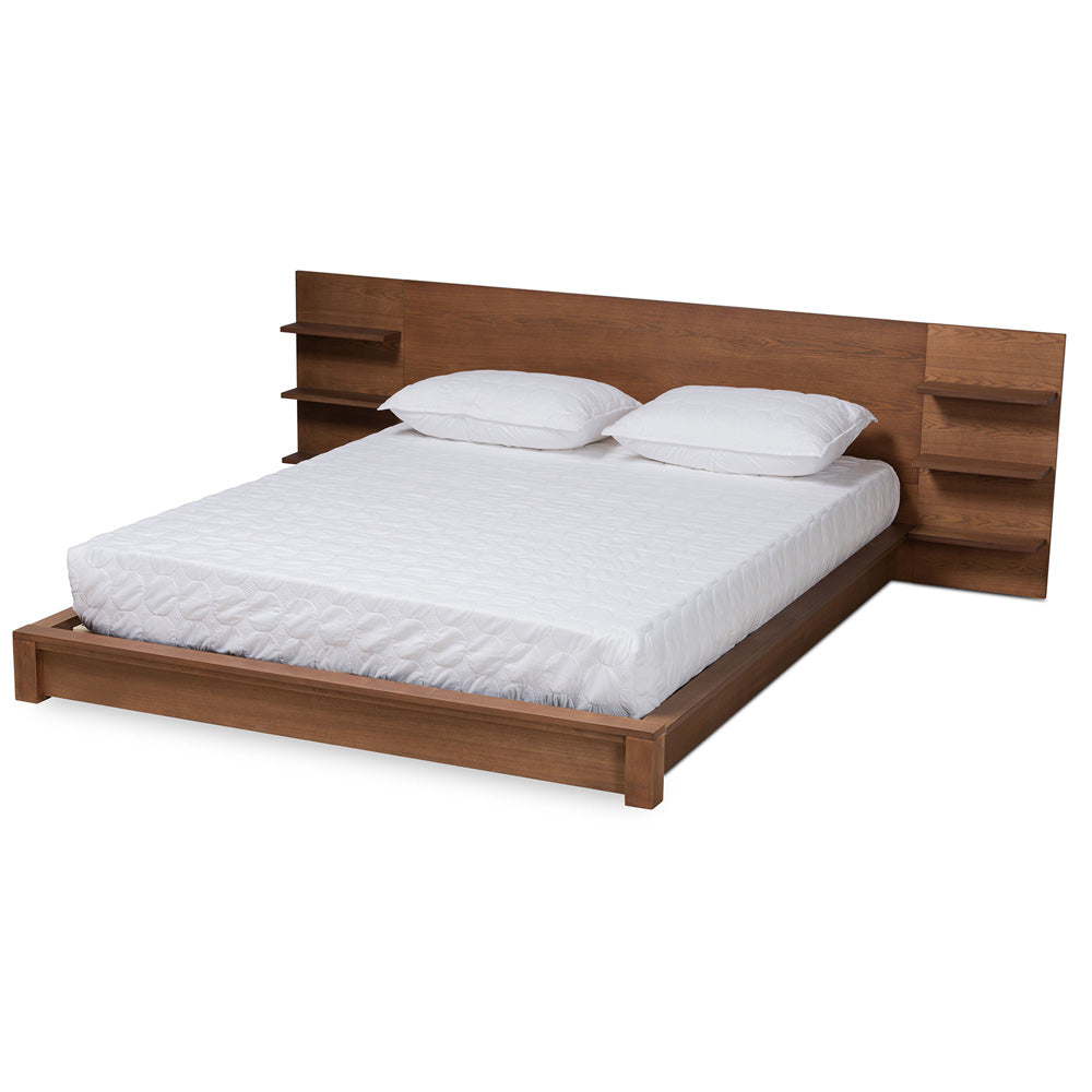 Baxton Studio - Elina Queen Size Bed in Walnut Brown  - MG-0051-Ash Walnut-Queen view 1