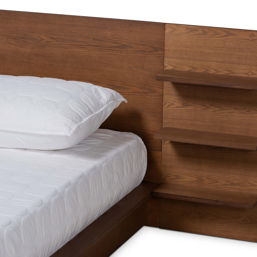 Baxton Studio - Elina Queen Size Bed in Walnut Brown  - MG-0051-Ash Walnut-Queen view 4