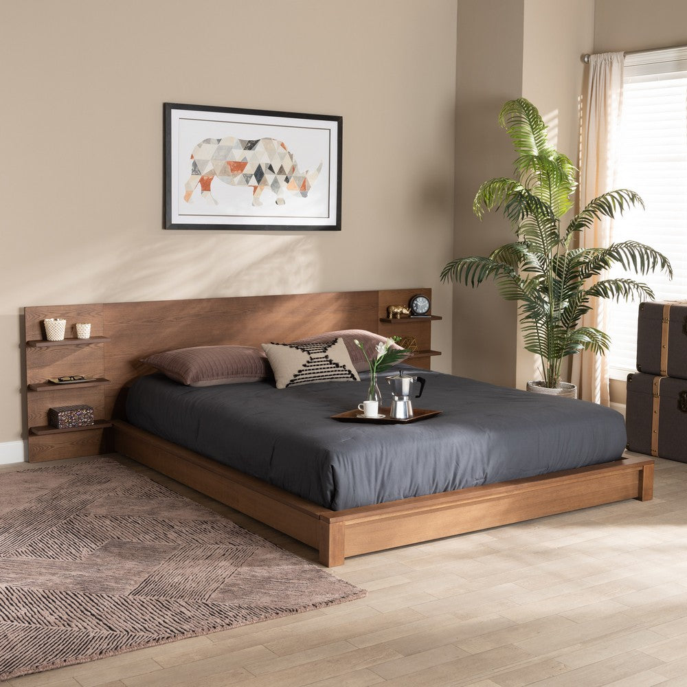 Baxton Studio - Elina Queen Size Bed in Walnut Brown  - MG-0051-Ash Walnut-Queen view 6