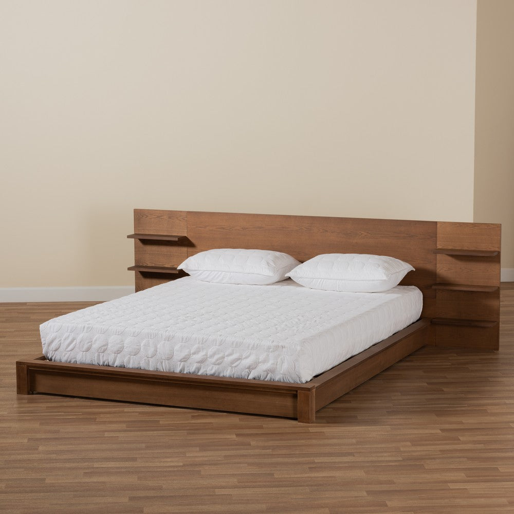 Baxton Studio - Elina Queen Size Bed in Walnut Brown  - MG-0051-Ash Walnut-Queen view 7