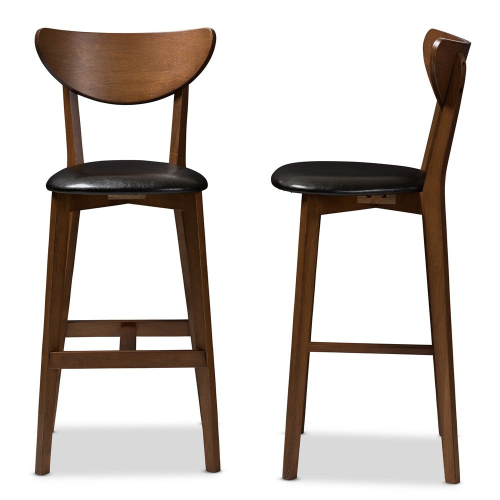 Baxton Studio - Eline Set of 2 Bar Stools in Black/Walnut Brown - Leena-Black/Walnut-BS view 3