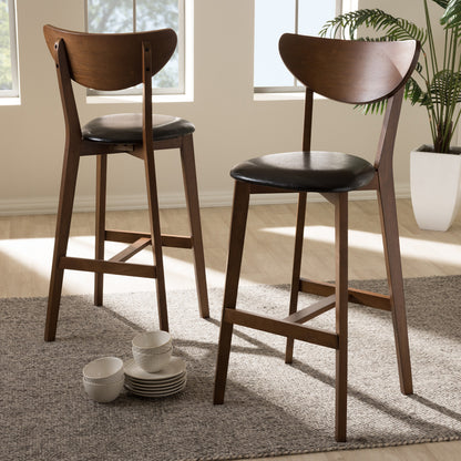 Baxton Studio - Eline Set of 2 Bar Stools in Black/Walnut Brown - Leena-Black/Walnut-BS view 6