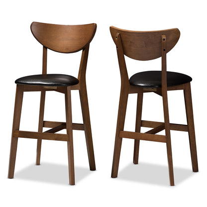 Baxton Studio - Eline Set of 2 Counter Stools in Black/Walnut Brown - Leena-Black/Walnut-Counter Stool view 1