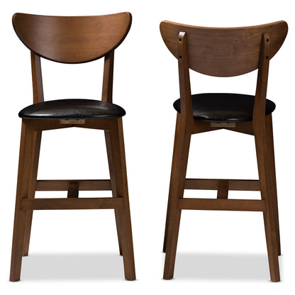 Baxton Studio - Eline Set of 2 Counter Stools in Black/Walnut Brown - Leena-Black/Walnut-Counter Stool view 2