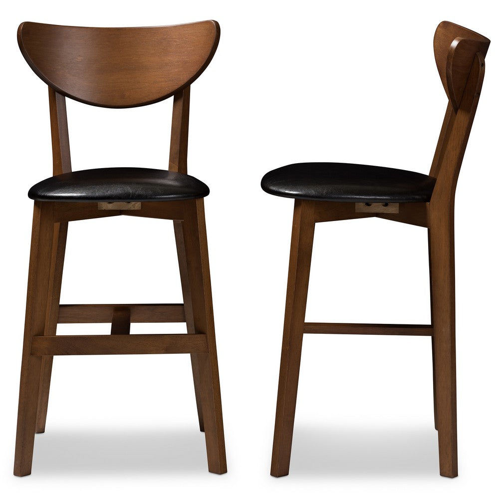 Baxton Studio - Eline Set of 2 Counter Stools in Black/Walnut Brown - Leena-Black/Walnut-Counter Stool view 3