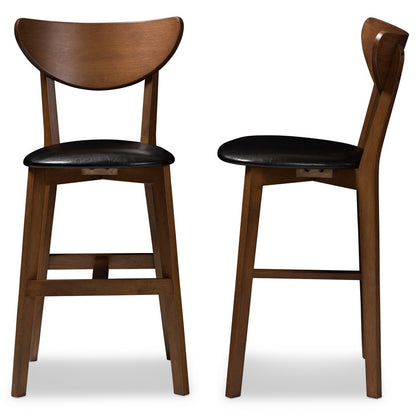 Baxton Studio - Eline Set of 2 Counter Stools in Black/Walnut Brown - Leena-Black/Walnut-Counter Stool view 3