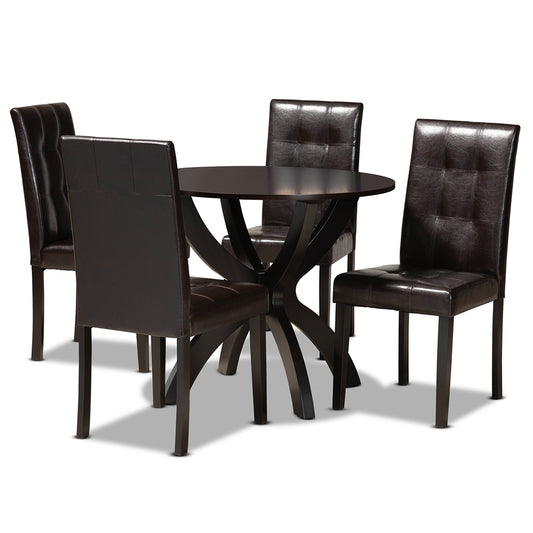 Baxton Studio - Elira Dining Set in Dark Brown - Elira-Dark Brown-5PC Dining Set view 1