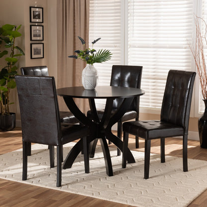 Baxton Studio - Elira Dining Set in Dark Brown - Elira-Dark Brown-5PC Dining Set view 7