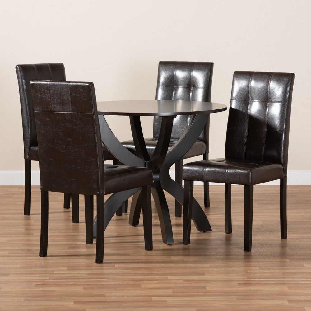 Baxton Studio - Elira Dining Set in Dark Brown - Elira-Dark Brown-5PC Dining Set view 8