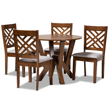 Baxton Studio - Elise Dining Set in Grey/Walnut - Elise-Grey/Walnut-5PC Dining Set view 1