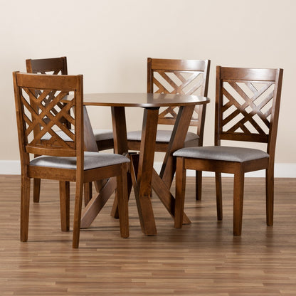 Baxton Studio - Elise Dining Set in Grey/Walnut - Elise-Grey/Walnut-5PC Dining Set view 8