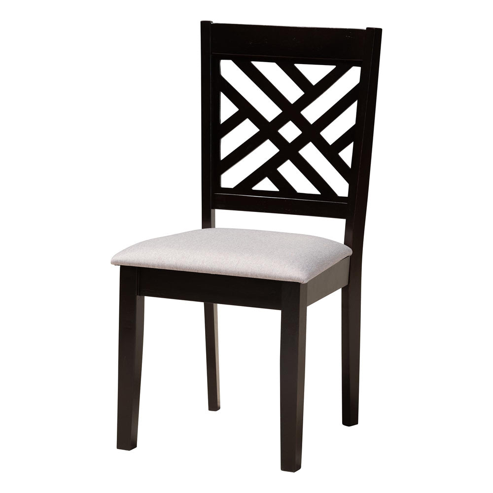 Baxton Studio - Elise Dining Set in Light Grey/Dark Brown - Lydie-Grey/Dark Brown-5PC Dining Set view 2