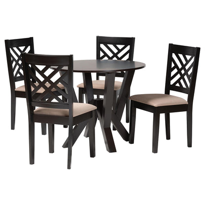Baxton Studio - Elise Dining Set in Sand/Dark Brown - Lydie-Sand/Dark Brown-5PC Dining Set view 1