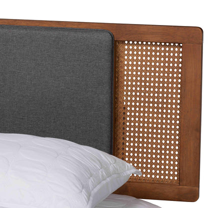 Baxton Studio - Eliseo King Size Bed in Dark Grey/Walnut Brown - MG0005-Rattan-King view 4