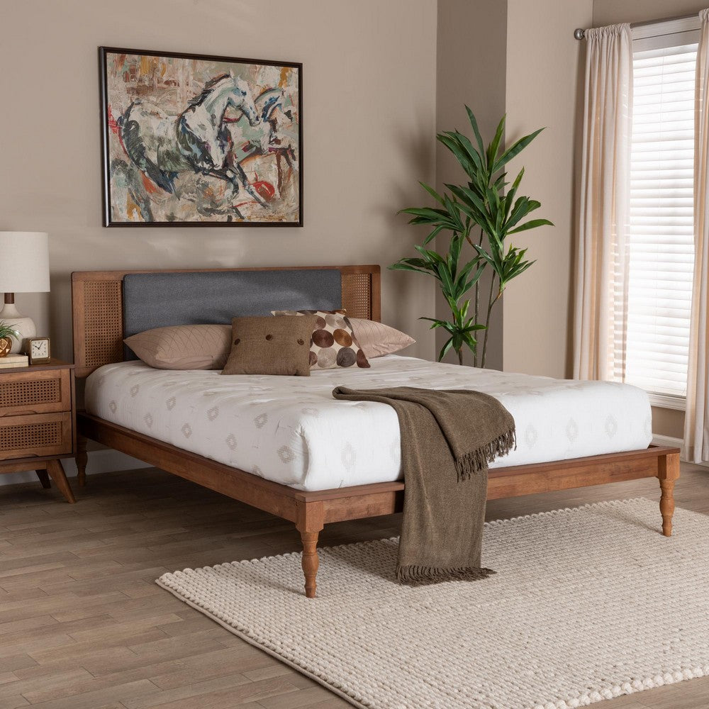 Baxton Studio - Eliseo King Size Bed in Dark Grey/Walnut Brown - MG0005-Rattan-King view 7