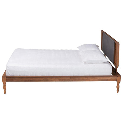 Baxton Studio - Eliseo Queen Size Bed in Dark Grey/Walnut Brown - MG0005-Rattan-Queen view 2