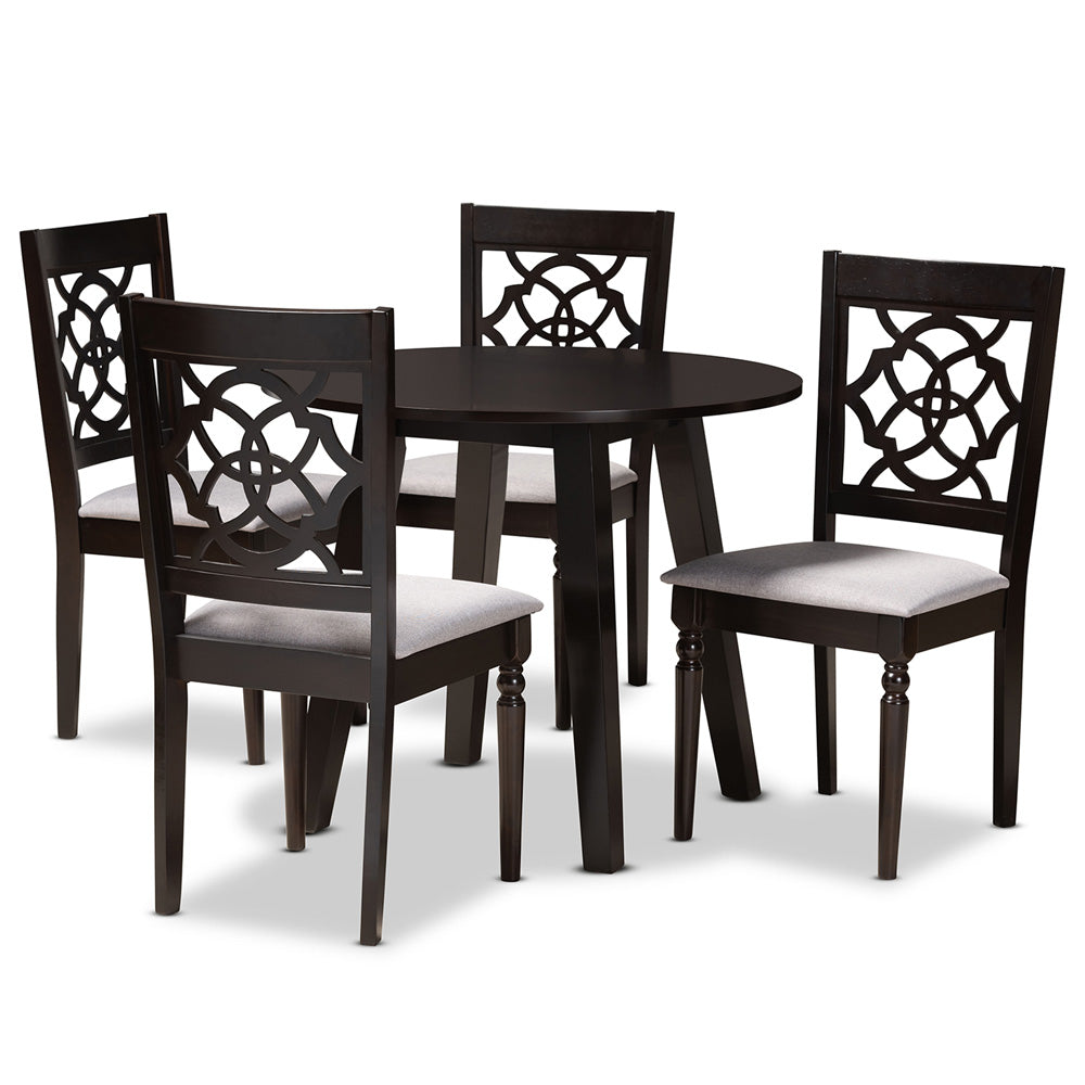 Baxton Studio - Eliza Dining Set in Grey/Dark Brown - Eliza-Grey/Dark Brown-5PC Dining Set view 1