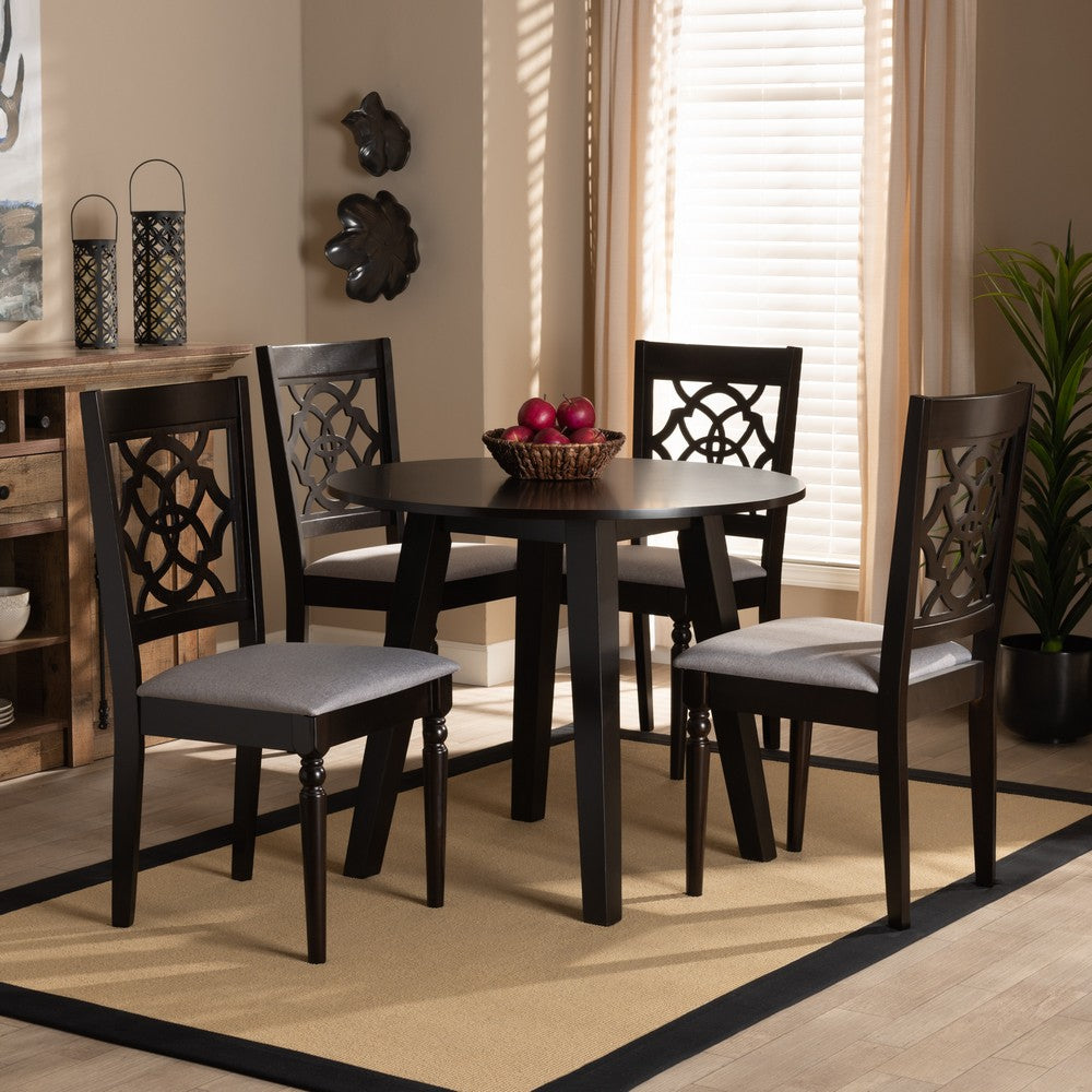Baxton Studio - Eliza Dining Set in Grey/Dark Brown - Eliza-Grey/Dark Brown-5PC Dining Set view 7