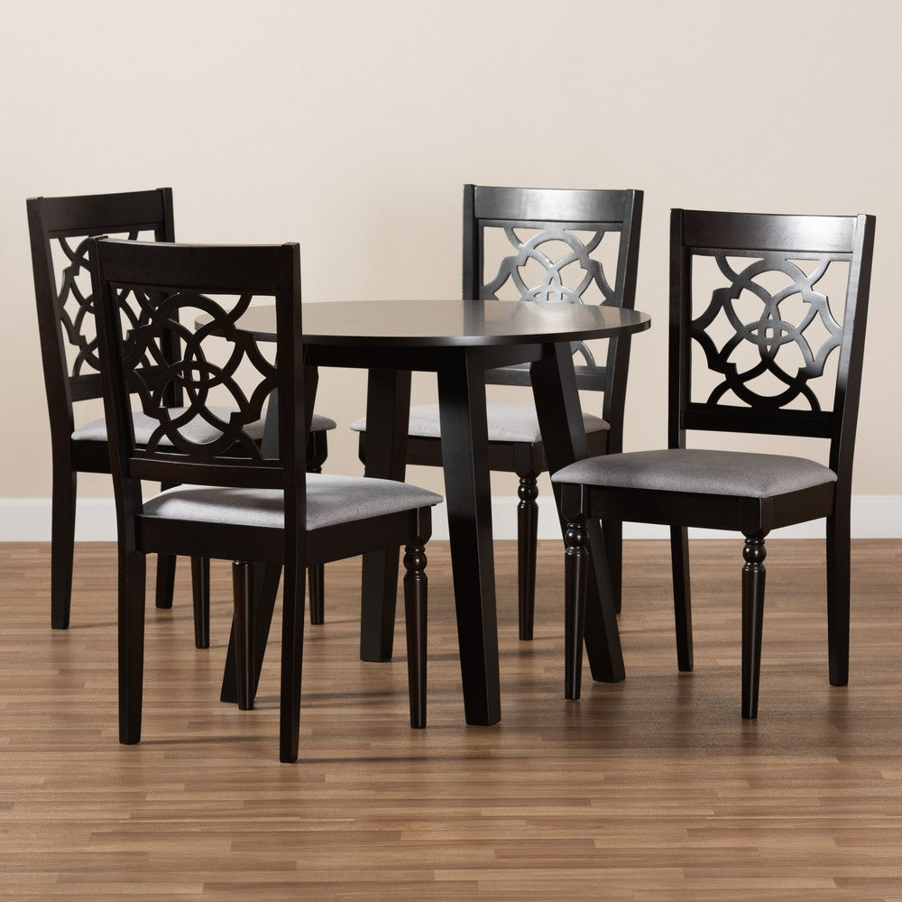 Baxton Studio - Eliza Dining Set in Grey/Dark Brown - Eliza-Grey/Dark Brown-5PC Dining Set view 8