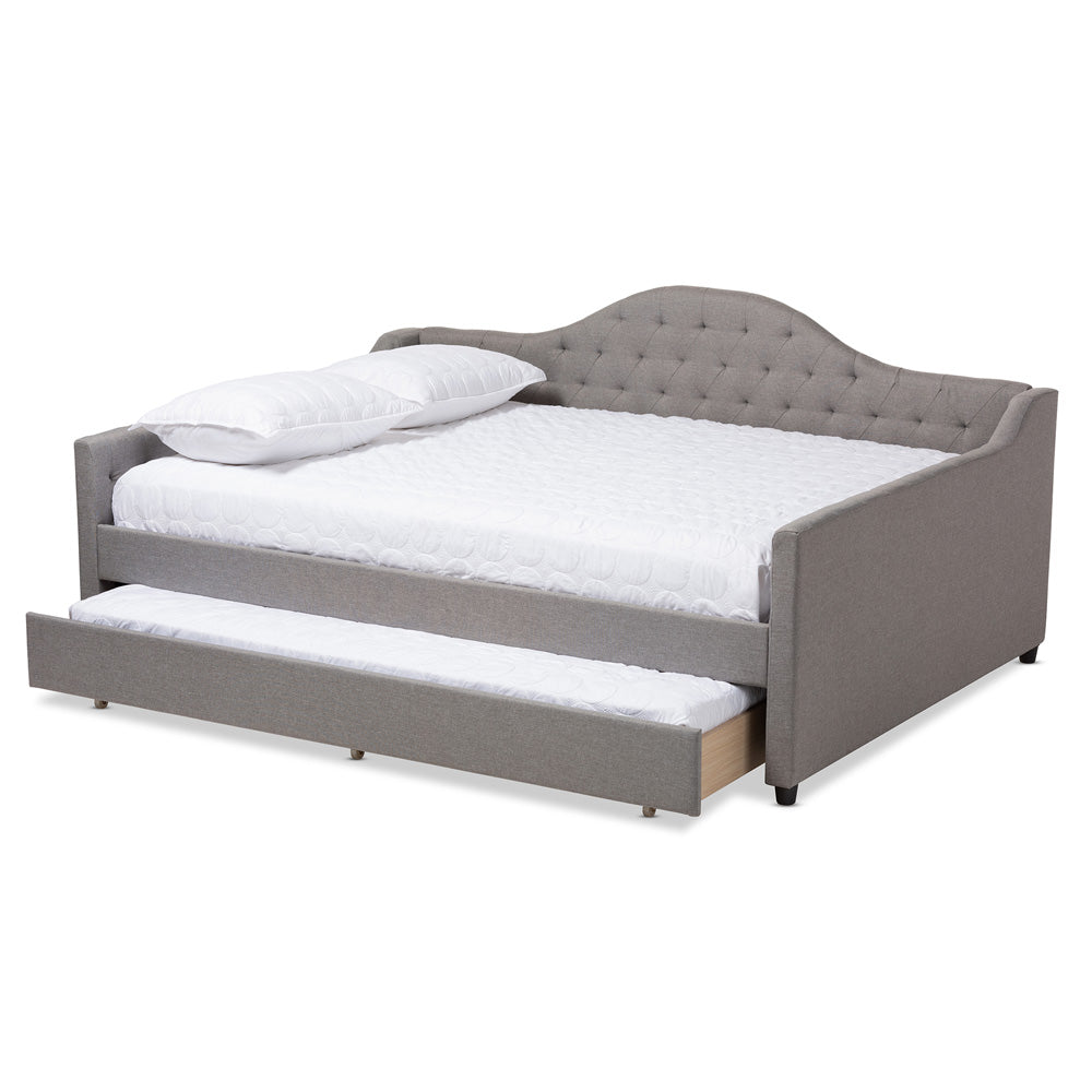 Baxton Studio - Eliza Queen Size Daybed with Trundle in Grey - CF8940-Grey-Daybed-Q/T view 2