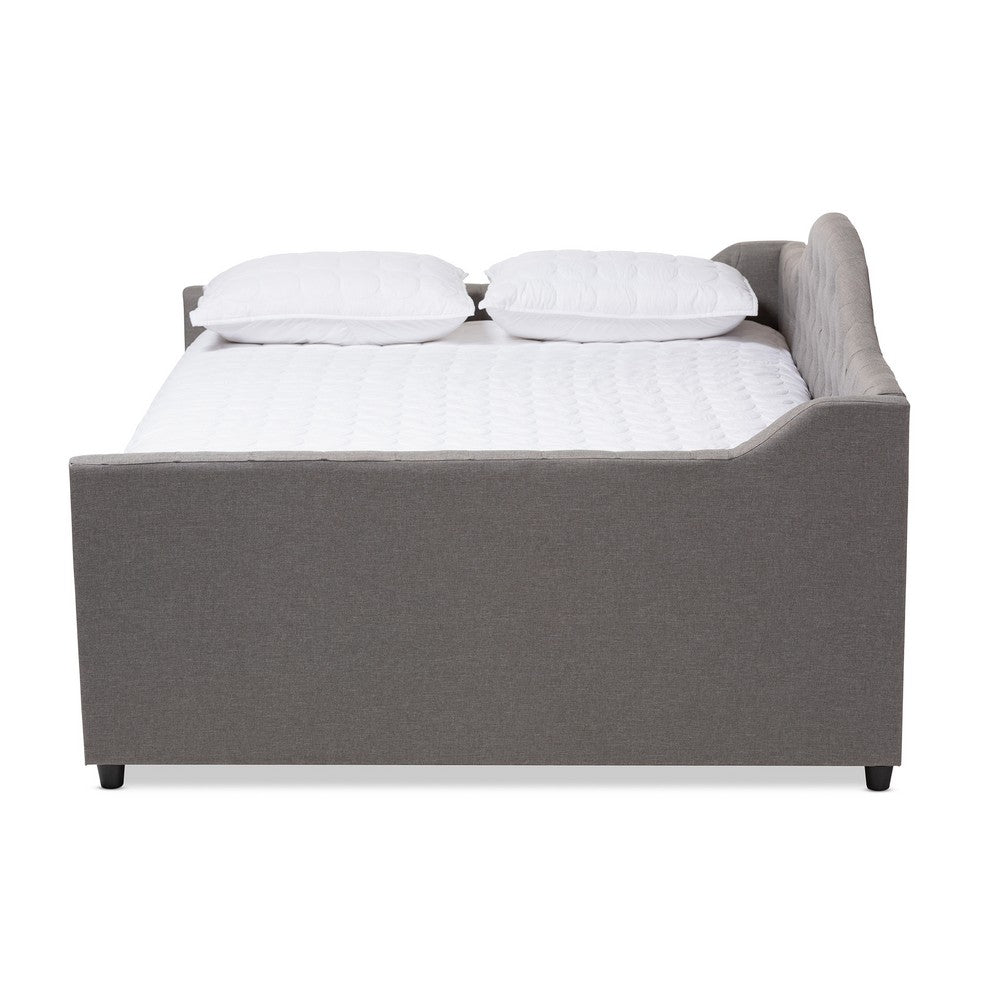 Baxton Studio - Eliza Queen Size Daybed with Trundle in Grey - CF8940-Grey-Daybed-Q/T view 3