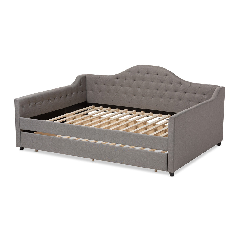 Baxton Studio - Eliza Queen Size Daybed with Trundle in Grey - CF8940-Grey-Daybed-Q/T view 4