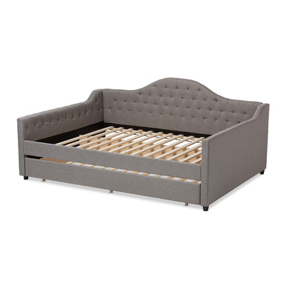 Baxton Studio - Eliza Queen Size Daybed with Trundle in Grey - CF8940-Grey-Daybed-Q/T view 4