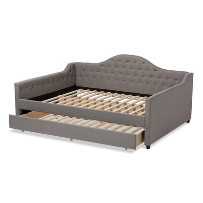 Baxton Studio - Eliza Queen Size Daybed with Trundle in Grey - CF8940-Grey-Daybed-Q/T view 5