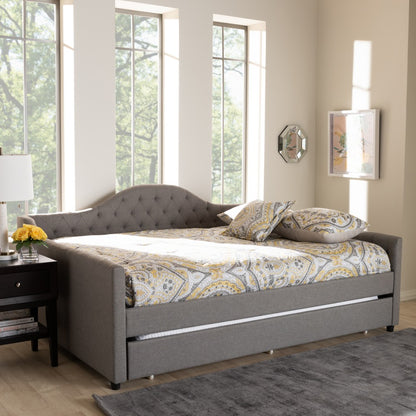 Baxton Studio - Eliza Queen Size Daybed with Trundle in Grey - CF8940-Grey-Daybed-Q/T view 7