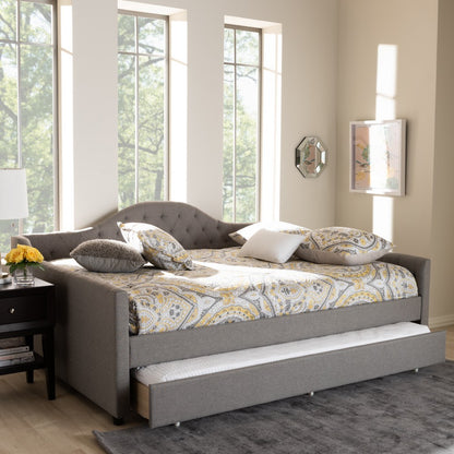 Baxton Studio - Eliza Queen Size Daybed with Trundle in Grey - CF8940-Grey-Daybed-Q/T view 8