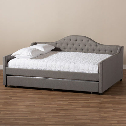 Baxton Studio - Eliza Queen Size Daybed with Trundle in Grey - CF8940-Grey-Daybed-Q/T view 9