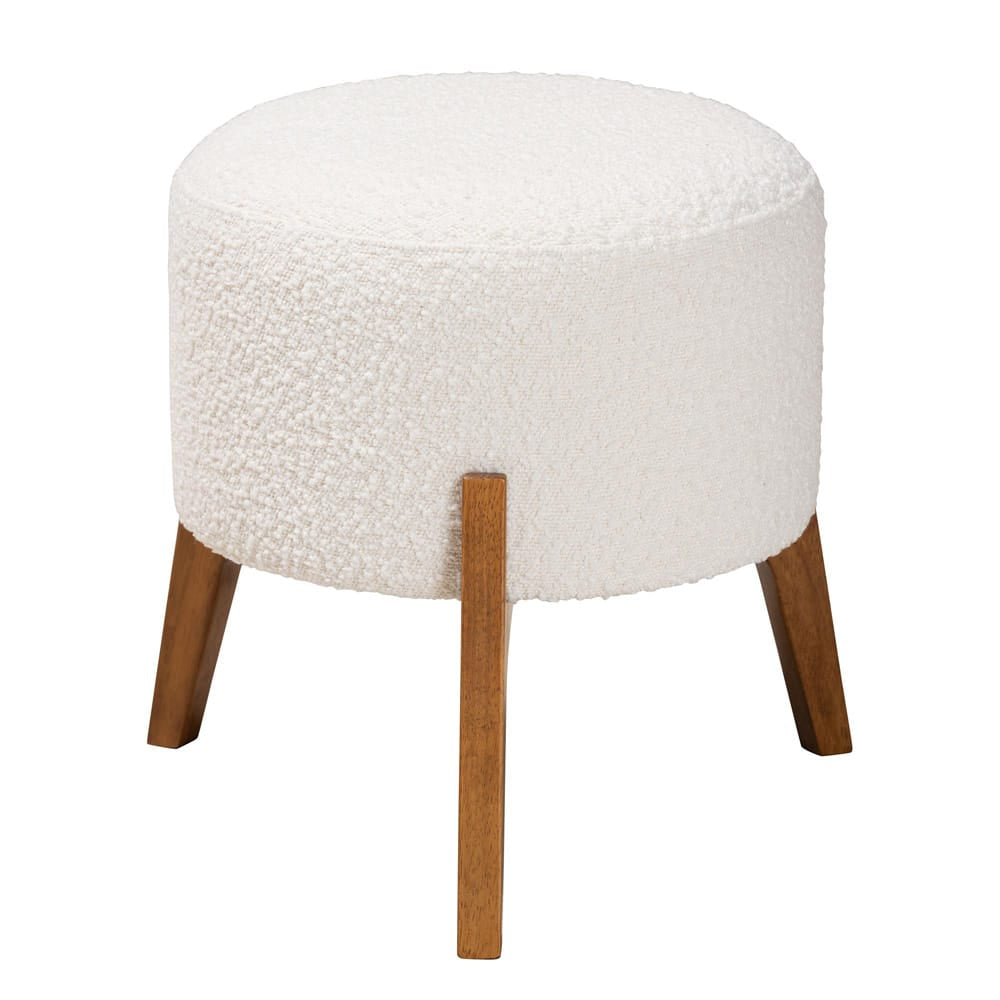 Baxton Studio - Elkie Footstool in Cream/Walnut Brown - BBT5474-Maya-Cream/Walnut-Foot Stool view 1