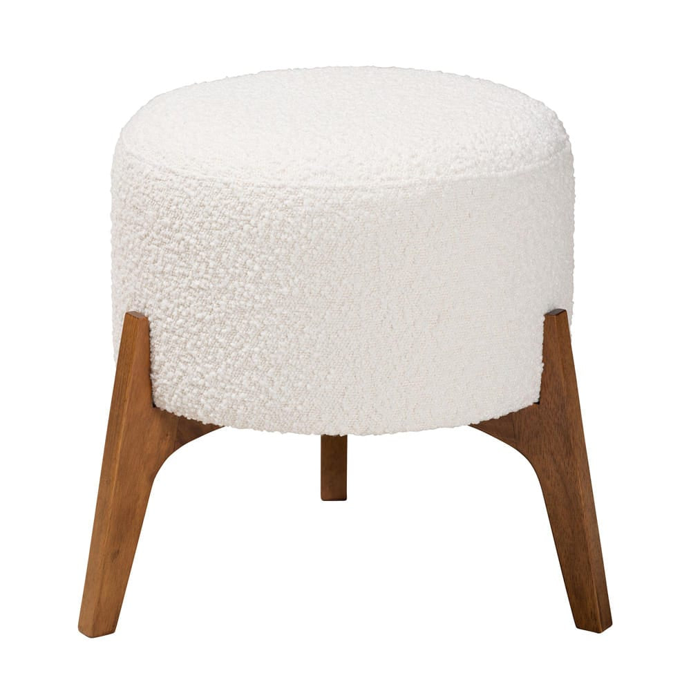 Baxton Studio - Elkie Footstool in Cream/Walnut Brown - BBT5474-Maya-Cream/Walnut-Foot Stool view 2
