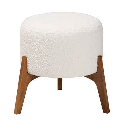 Baxton Studio - Elkie Footstool in Cream/Walnut Brown - BBT5474-Maya-Cream/Walnut-Foot Stool view 2