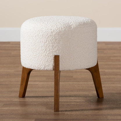 Baxton Studio - Elkie Footstool in Cream/Walnut Brown - BBT5474-Maya-Cream/Walnut-Foot Stool view 7