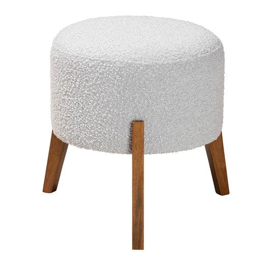 Baxton Studio - Elkie Footstool in Light Grey/Walnut Brown - BBT5474-Maya-Sky Grey/Walnut-Foot Stool view 1
