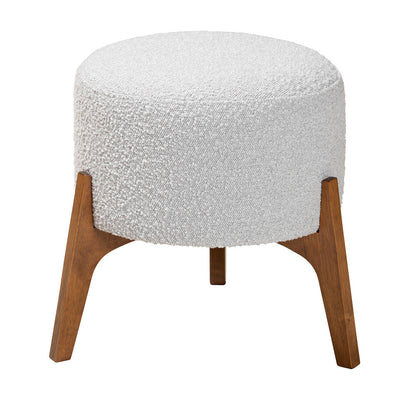 Baxton Studio - Elkie Footstool in Light Grey/Walnut Brown - BBT5474-Maya-Sky Grey/Walnut-Foot Stool view 2