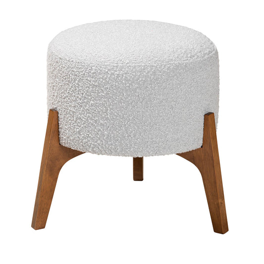 Baxton Studio - Elkie Footstool in Light Grey/Walnut Brown - BBT5474-Maya-Sky Grey/Walnut-Foot Stool view 2