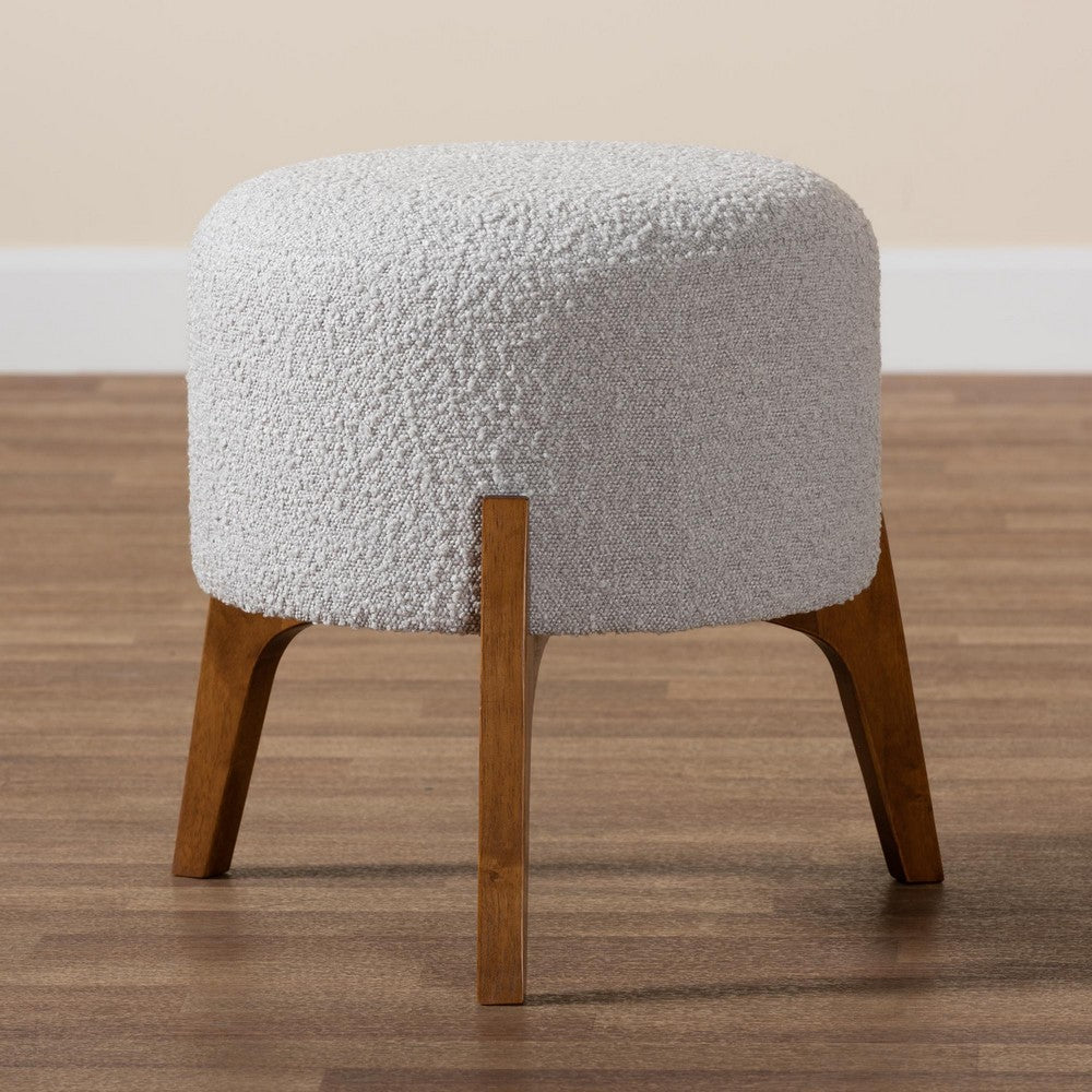 Baxton Studio - Elkie Footstool in Light Grey/Walnut Brown - BBT5474-Maya-Sky Grey/Walnut-Foot Stool view 7