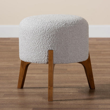 Baxton Studio - Elkie Footstool in Light Grey/Walnut Brown - BBT5474-Maya-Sky Grey/Walnut-Foot Stool view 7